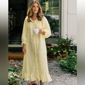 Sleeper dress. Yellow linen. One size. Beautiful details!